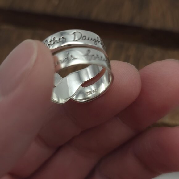 Size 6.75 Sterling Silver Mother Daughter Friends Forever Ring A1519 - Picture 4 of 7